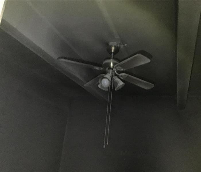  Smoke and Soot Damage on ceiling and fan