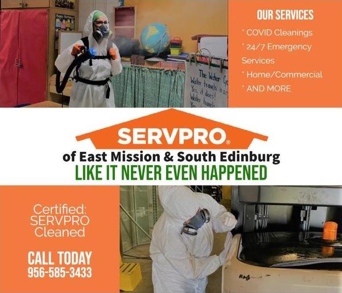 certified: servpro cleaned services anti covid professional disinfection services location mission texas edinburg texas 