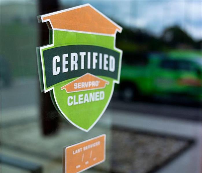 Certified: SERVPRO Cleaned Sticker Placed On Local Business 